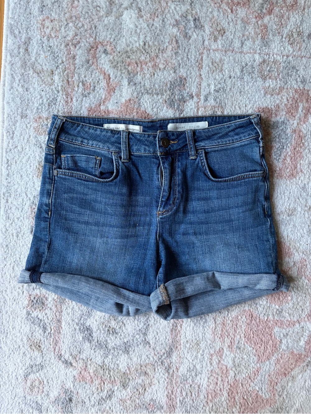 Pilcro and the Letterpress Rolled Cuff Denim Shorts